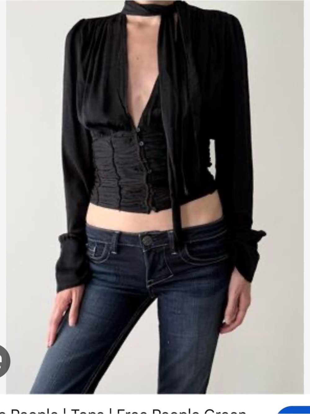Free People  black Frankie corset top tie-neck size L